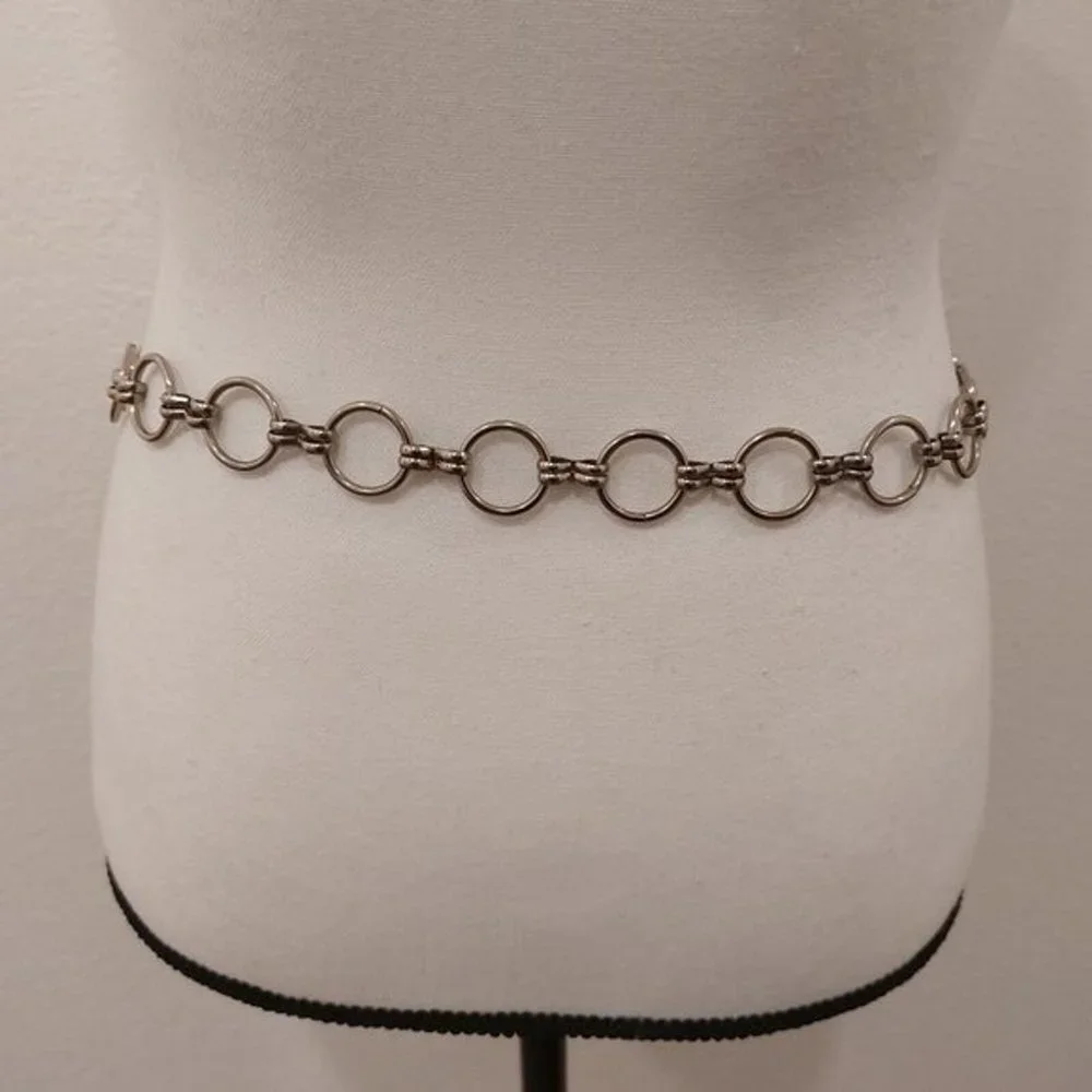 Silver Tone Metal Jump Rings Link Belt with Lanyard Style Clasp - Picture 6 of 8